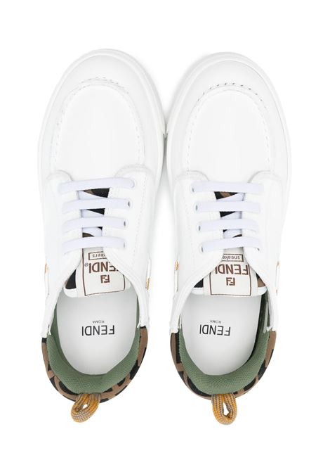 Sneakers In Pelle Bianca Con Dettagli a Contrasto FENDI KIDS | JMR522-AU2HF0C1A